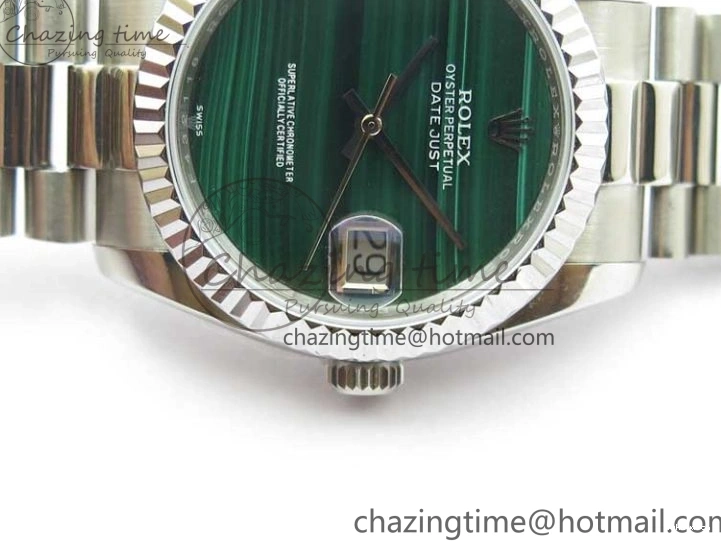 36mm Malachite Bracelet Green President Best SS SS on A2824 Dial DateJust EDF Edition 0216